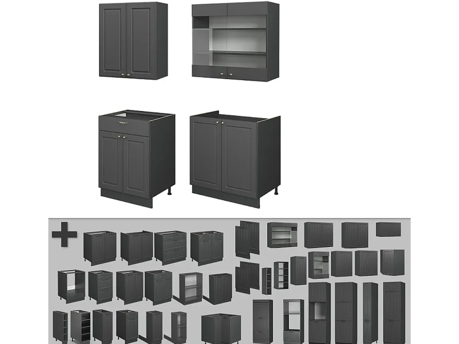 Cocina para solteros antracita-oro landhaus 140x60x81.6 fame-line