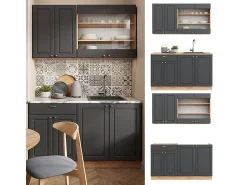 Cocina para solteros antracita casa de campo/roble kraft dorado 140x46x81.6 fame-line