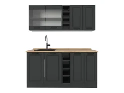 Cocina para solteros antracita casa de campo/antracita 160x46x81.6 r-line