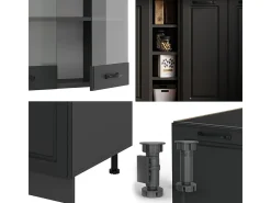 Cocina para solteros antracita casa de campo/antracita 160x46x81.6 r-line