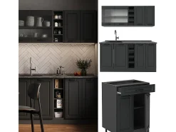 Cocina para solteros antracita casa de campo/antracita 160x46x81.6 r-line