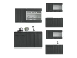 Cocina para solteros antracita casa de campo/blanco 140x60x81.6 fame-line