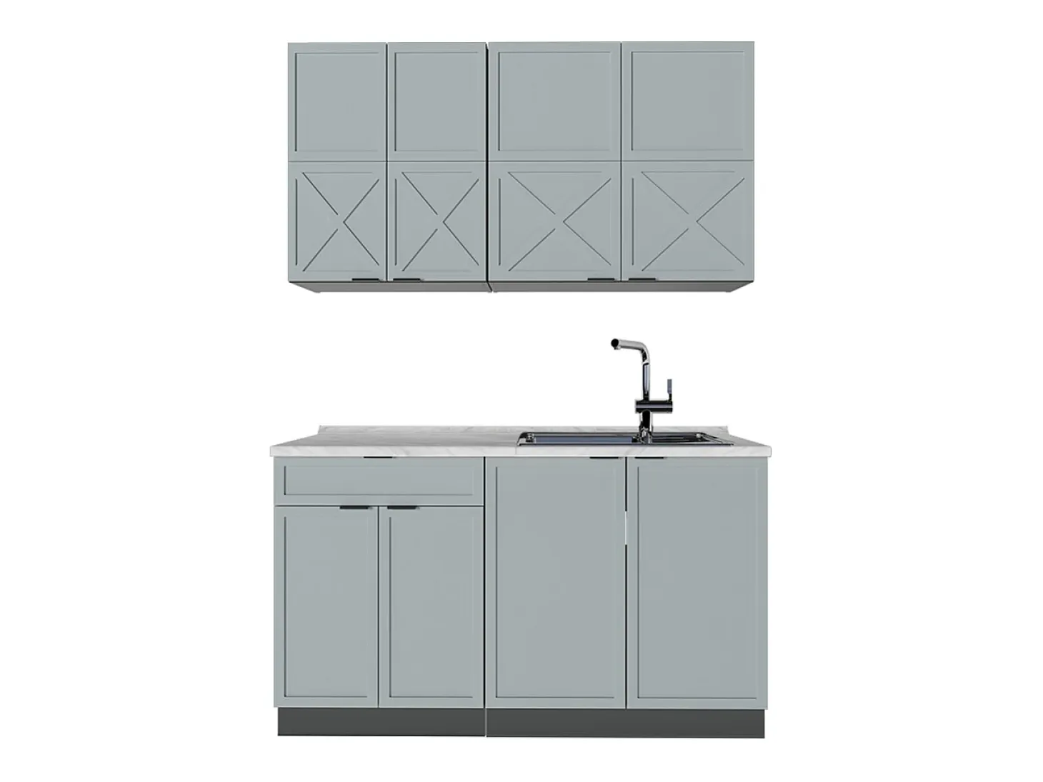 Cocina para solteros azul claro/gris antracita 140x60x81.6 fame-line