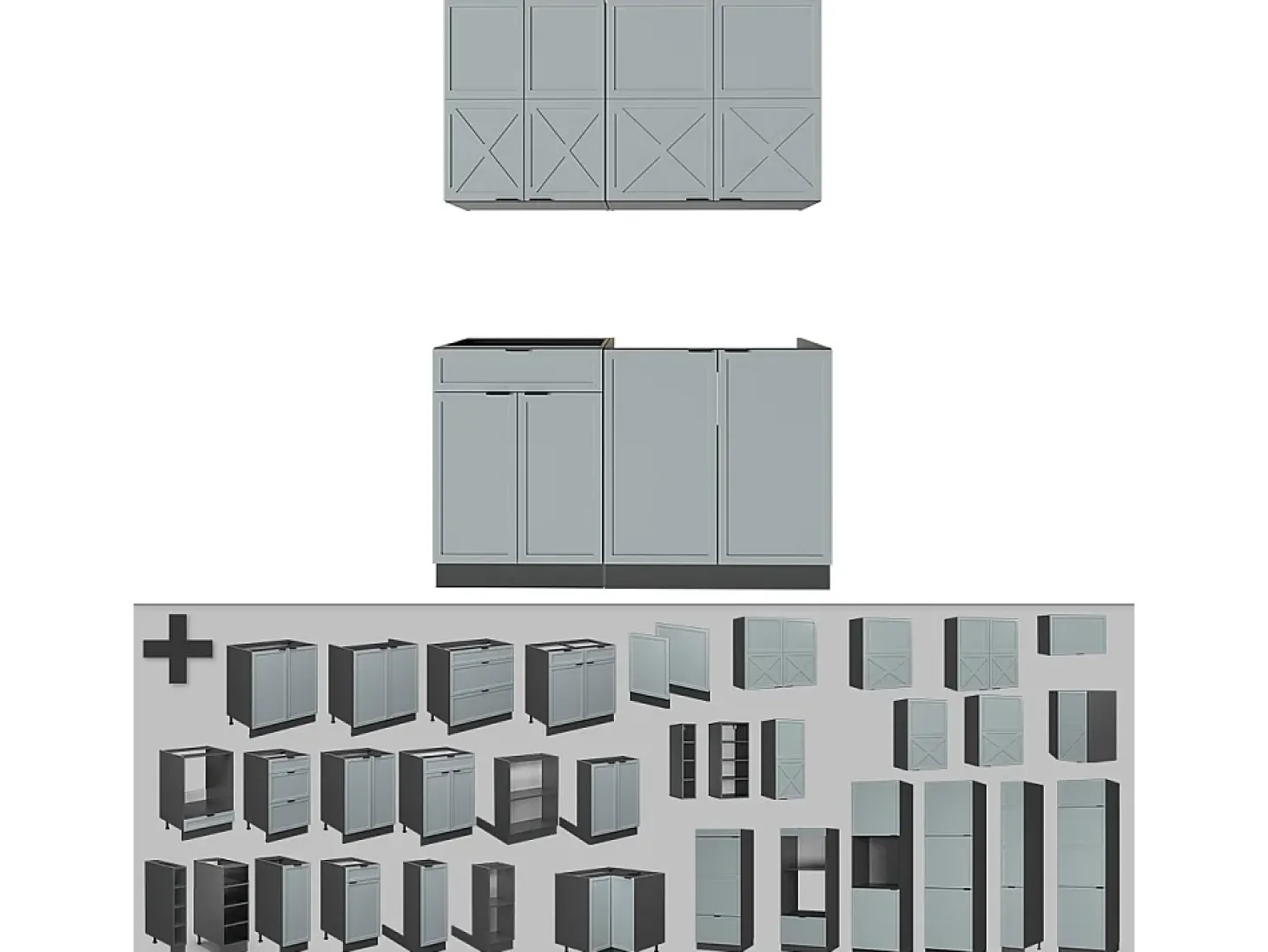 Cocina para solteros azul claro/gris antracita 140x60x81.6 fame-line