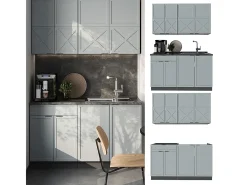 Cocina para solteros azul claro/gris antracita 140x46x81.6 fame-line