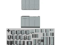 Cocina para solteros azul claro/gris antracita 140x46x81.6 fame-line