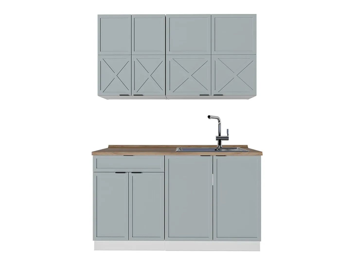 Cocina para solteros azul claro-gris-blanco 140x60x81.6 fame-line