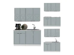 Cocina para solteros azul claro-gris-blanco 140x60x81.6 fame-line
