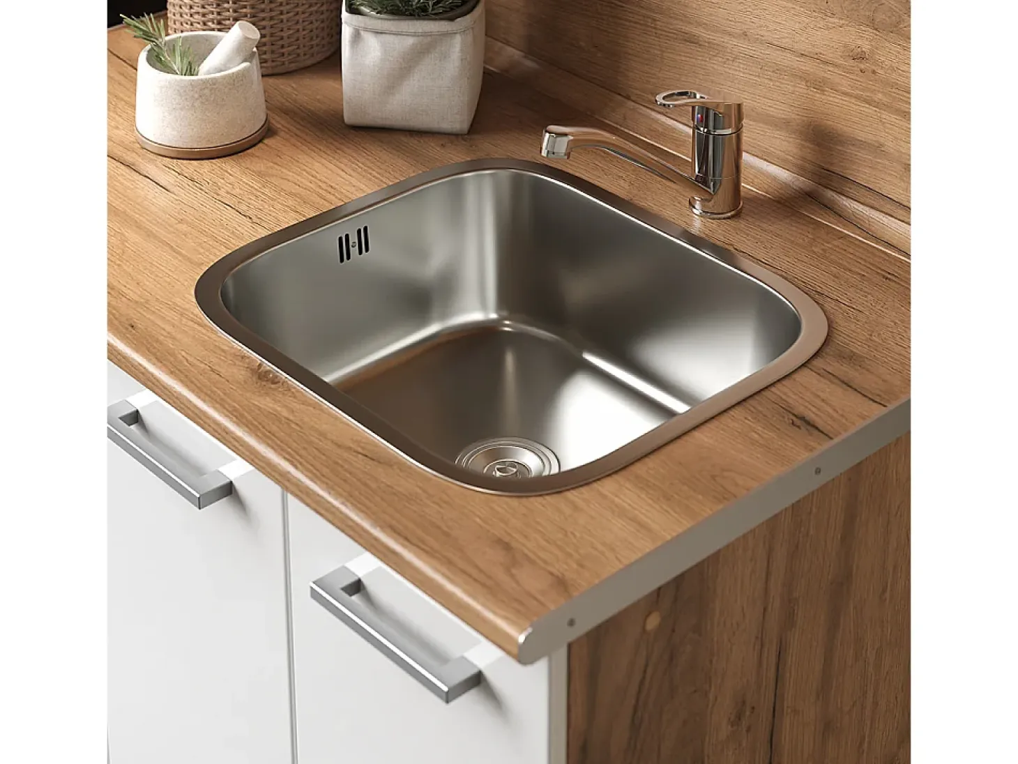 Cocina para solteros blanco brillo intenso/roble dorado 160x46x81.6 r-line