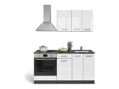 Cocina para solteros blanco brillo/antracita 160x46x81.6 r-line