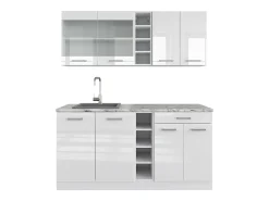 Cocina para solteros blanco alto brillo/blanco 160x46x81.6 r-line