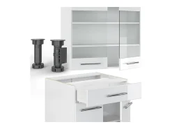 Cocina para solteros blanco alto brillo/blanco 140x46x81.6 fame-line