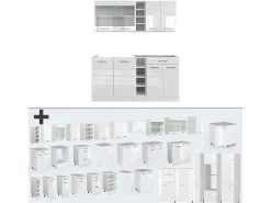 Cocina para solteros blanco alto brillo/blanco 160x60x81.6 r-line
