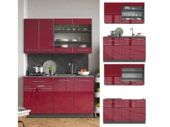 Cocina para solteros burdeos brillo intenso/antracita 140x60x81.6 fame-line