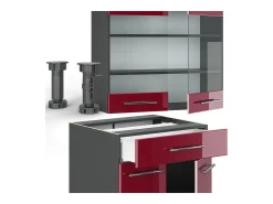 Cocina para solteros burdeos brillo intenso/antracita 140x60x81.6 fame-line