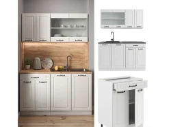 Cocina para solteros casa de campo blanca/blanca 140x60x81.6 r-line