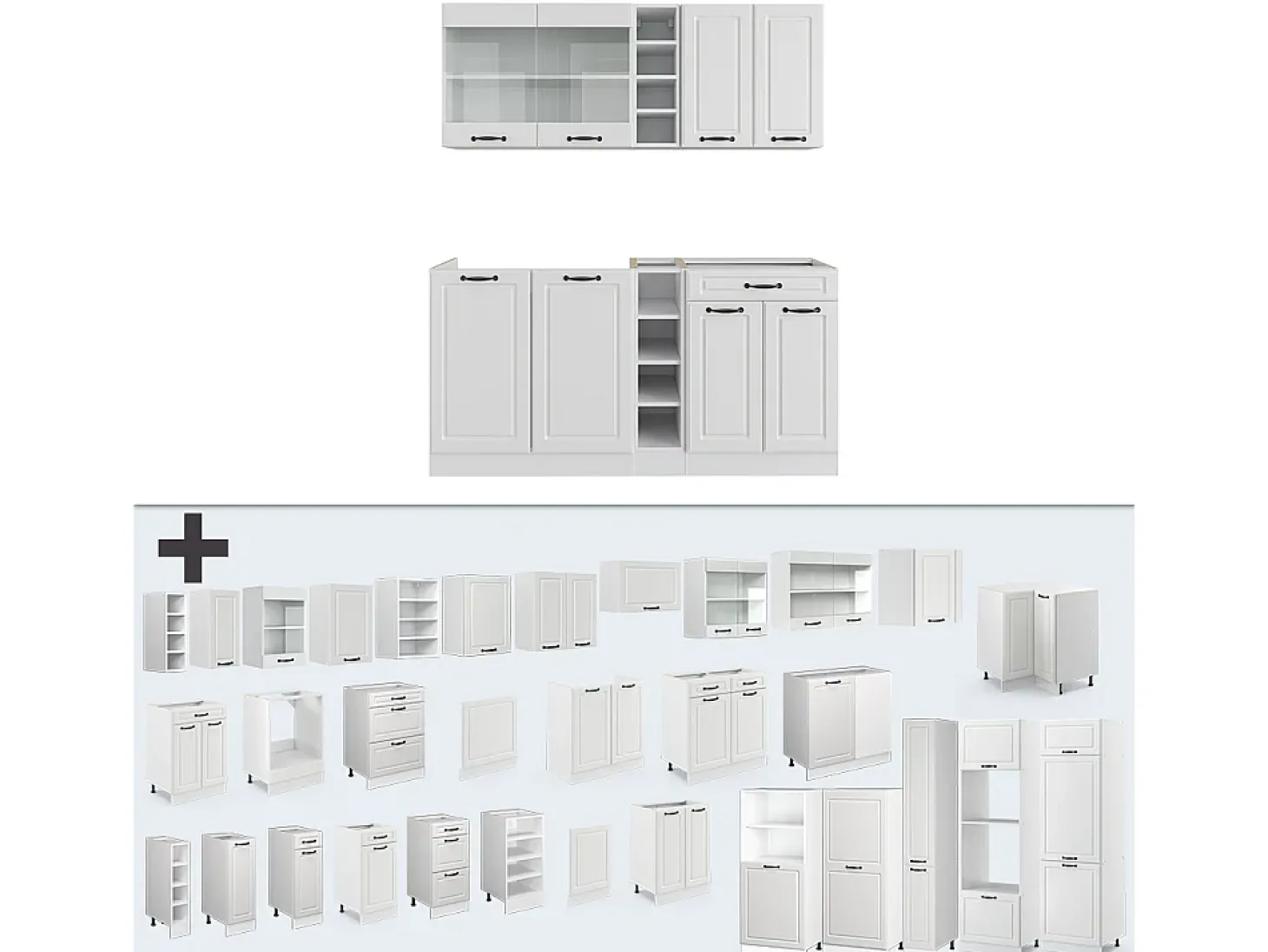 Cocina para solteros casa de campo blanca/blanca 160x46x81.6 r-line