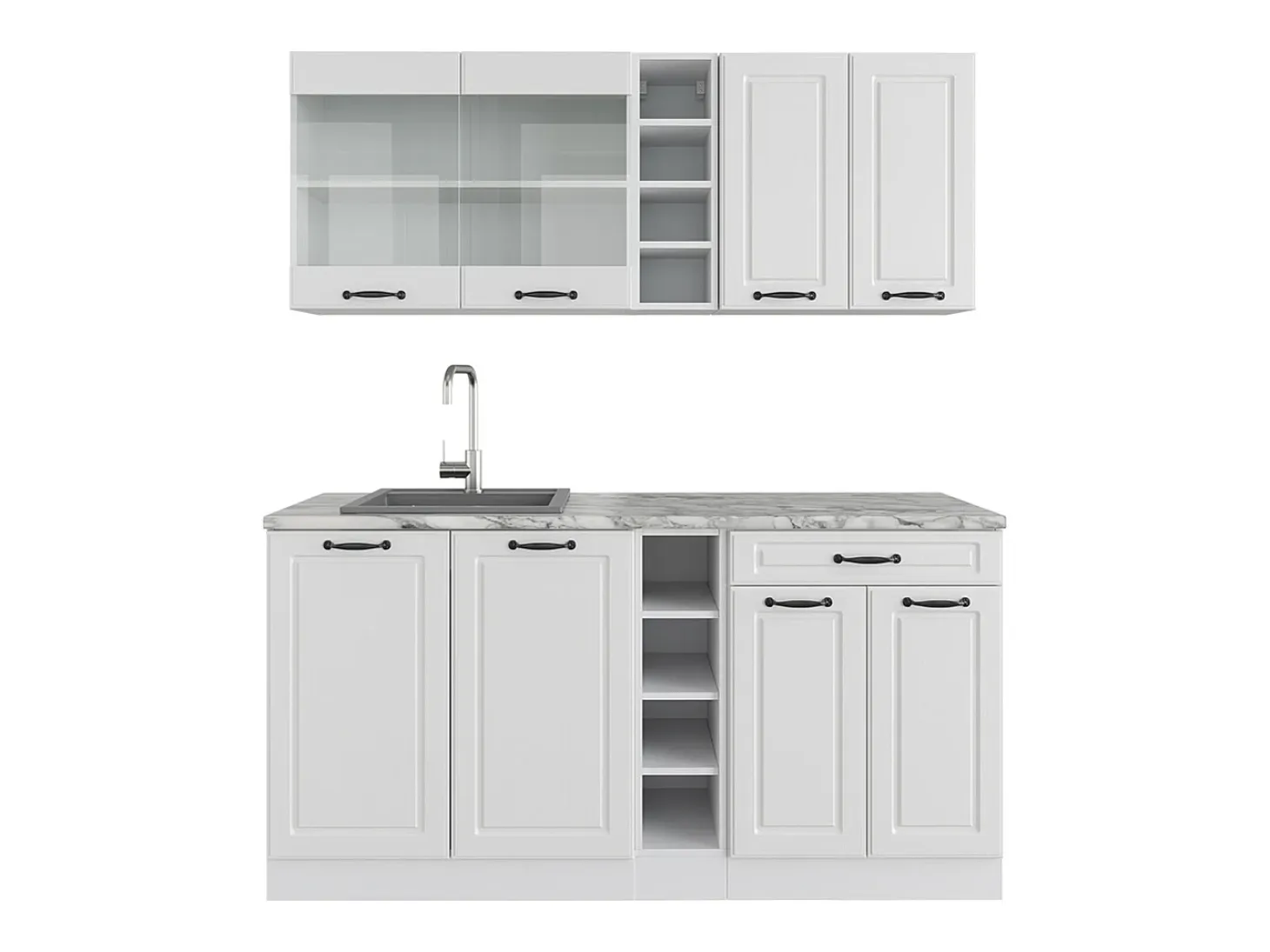 Cocina para solteros casa de campo blanca/blanca 160x46x81.6 r-line