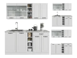 Cocina para solteros casa de campo blanca/blanca 160x46x81.6 r-line