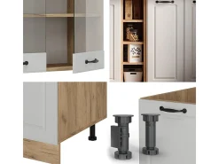 Cocina para solteros casa de campo blanca/roble dorado 160x46x81.6 r-line