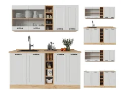 Cocina para solteros casa de campo blanca/roble dorado 160x46x81.6 r-line
