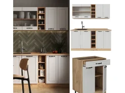 Cocina para solteros casa de campo blanca/roble dorado 160x46x81.6 r-line