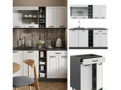Cocina para solteros casa de campo blanca/antracita 160x46x81.6 r-line