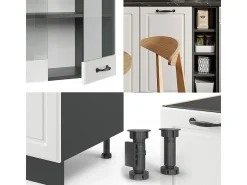 Cocina para solteros casa de campo blanca/antracita 160x46x81.6 r-line
