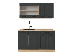 Cocina para solteros casa de campo antracita/roble dorado 140x46x81.6 r-line