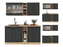Cocina para solteros casa de campo antracita/roble dorado 160x46x81.6 r-line