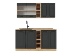 Cocina para solteros casa de campo antracita/roble dorado 160x46x81.6 r-line