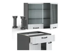 Cocina para solteros casa de campo blanca/antracita 140x60x81.6 fame-line