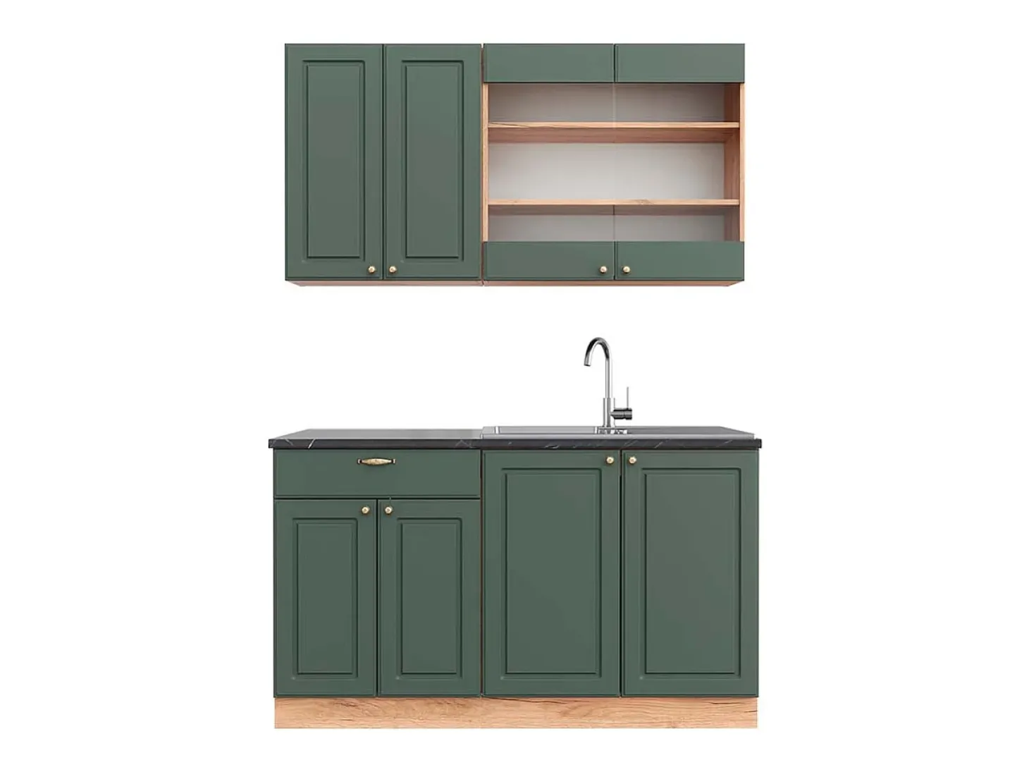 Cocina para solteros green-gold country/gold power roble 140x60x81.6 fame-line