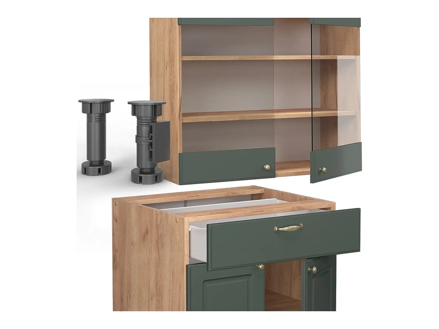Cocina para solteros green-gold country/gold power roble 140x46x81.6 fame-line