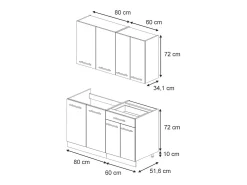 Cocina para solteros gris/beige/blanco 140x46x81.6 fame-line