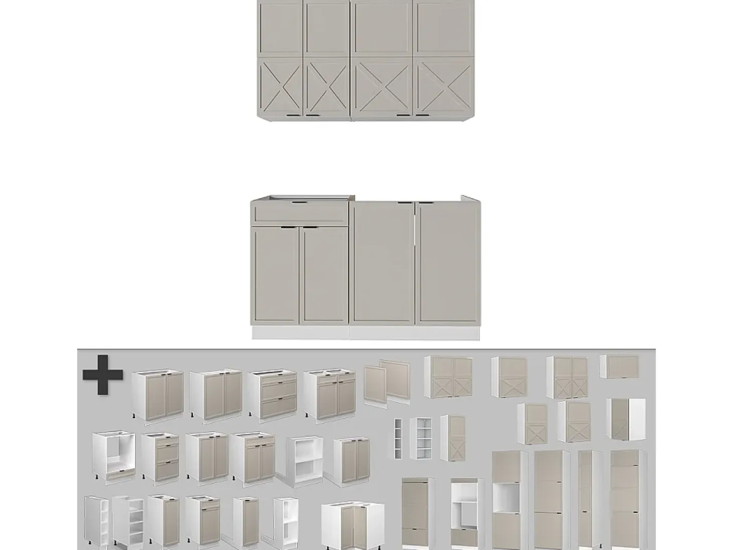 Cocina para solteros gris/beige/blanco 140x46x81.6 fame-line