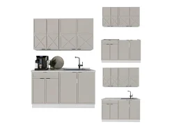 Cocina para solteros gris/beige/blanco 140x46x81.6 fame-line