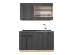 Cocina para solteros gris oscuro 140x46x81.6 fame-line