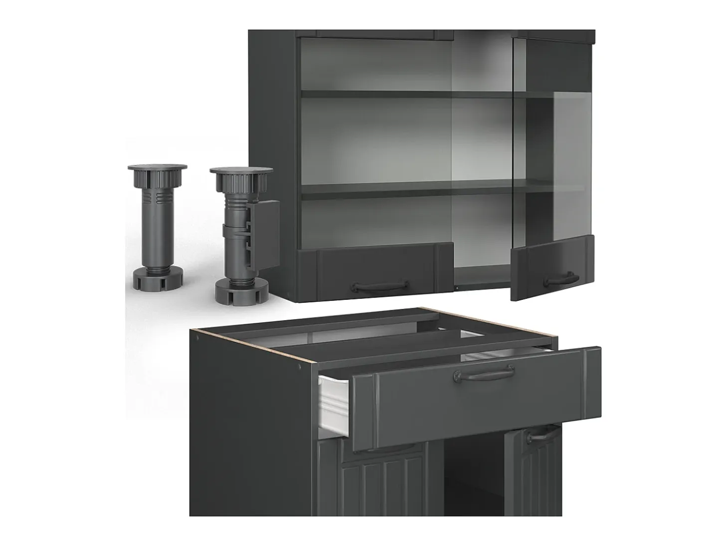 Cocina para solteros gris oscuro 140x60x81.6 fame-line