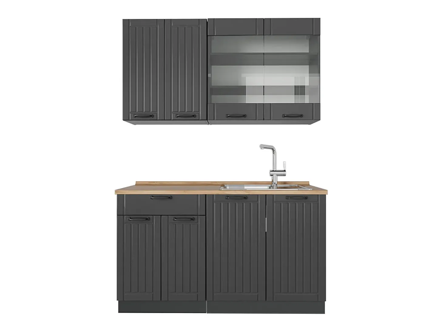 Cocina para solteros gris oscuro 140x60x81.6 fame-line