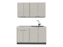 Cocina para solteros gris/beige/antracita 140x46x81.6 fame-line