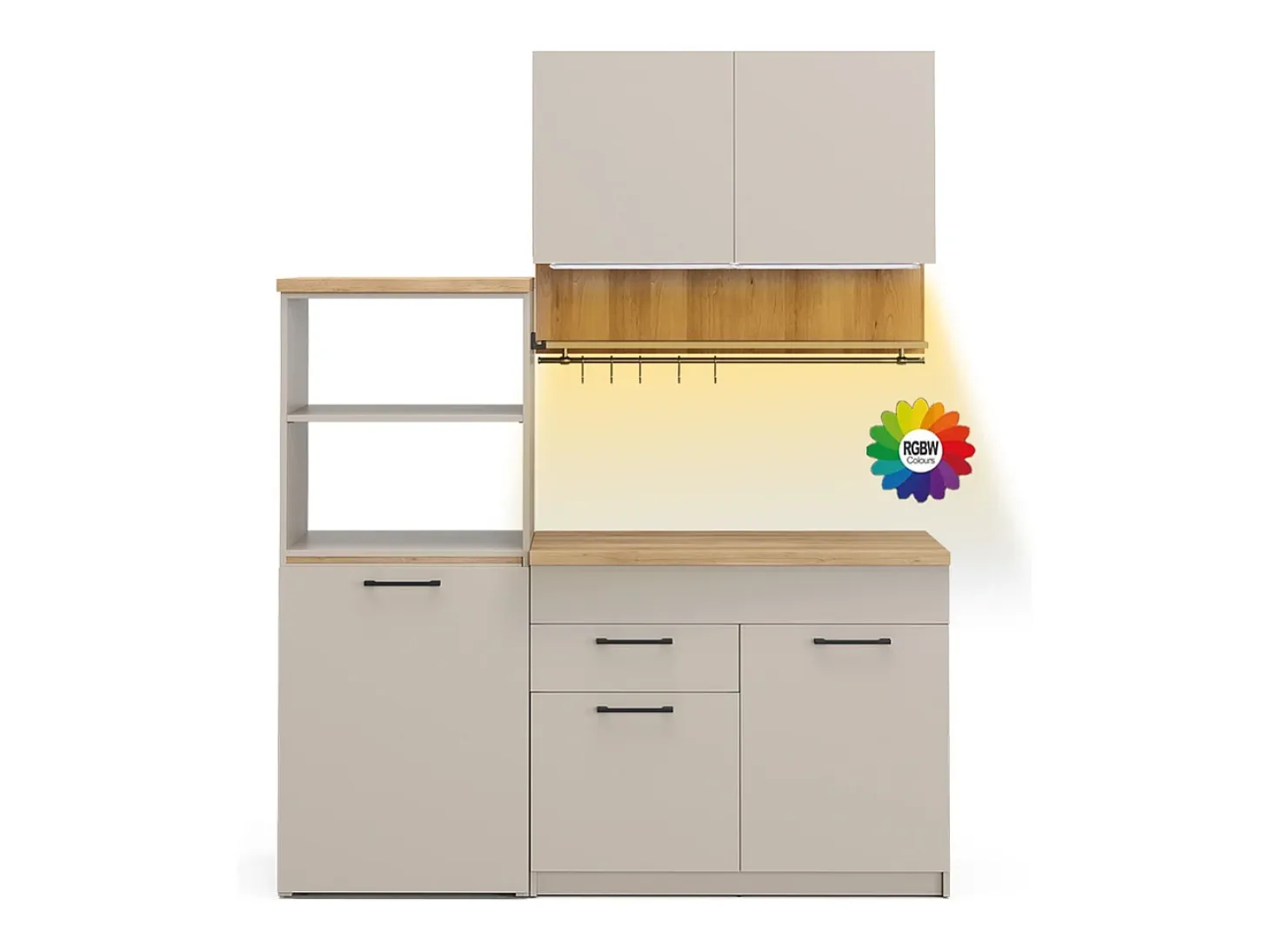 Cocina para solteros gris 160x60x81.6 egbert