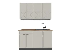Cocina para solteros gris/beige/antracita 140x60x81.6 fame-line