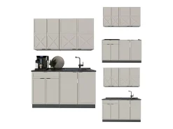 Cocina para solteros gris/beige/antracita 140x60x81.6 fame-line