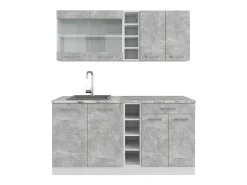 Cocina para solteros hormigón/blanco 160x46x81.6 r-line