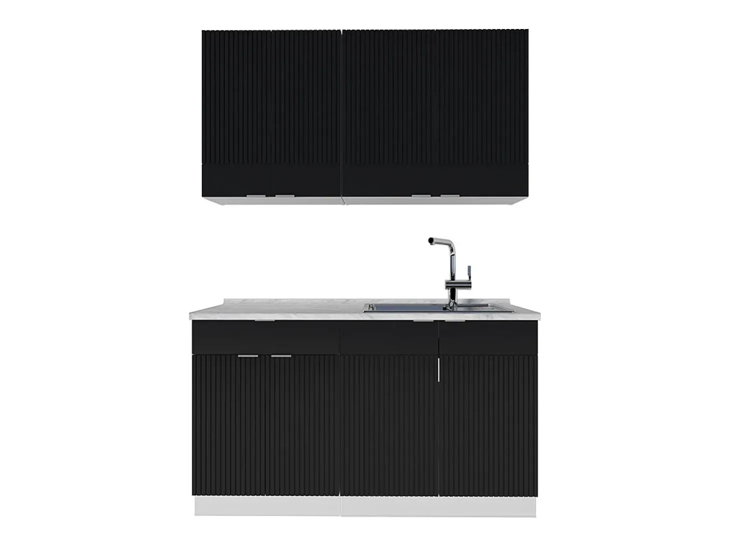 Cocina para solteros negro a rayas/blanco 140x46x81.6 fame-line