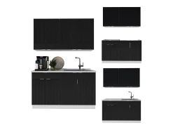 Cocina para solteros negro a rayas/blanco 140x46x81.6 fame-line