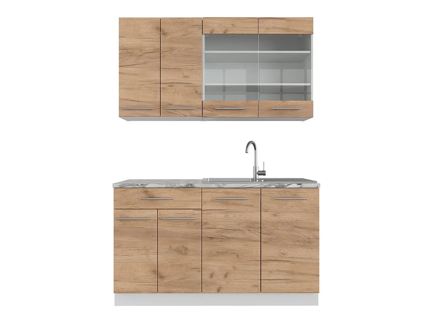 Cocina para solteros oro potencia roble/blanco 140x60x81.6 fame-line