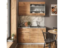 Cocina para solteros oro potencia roble/blanco 140x60x81.6 fame-line