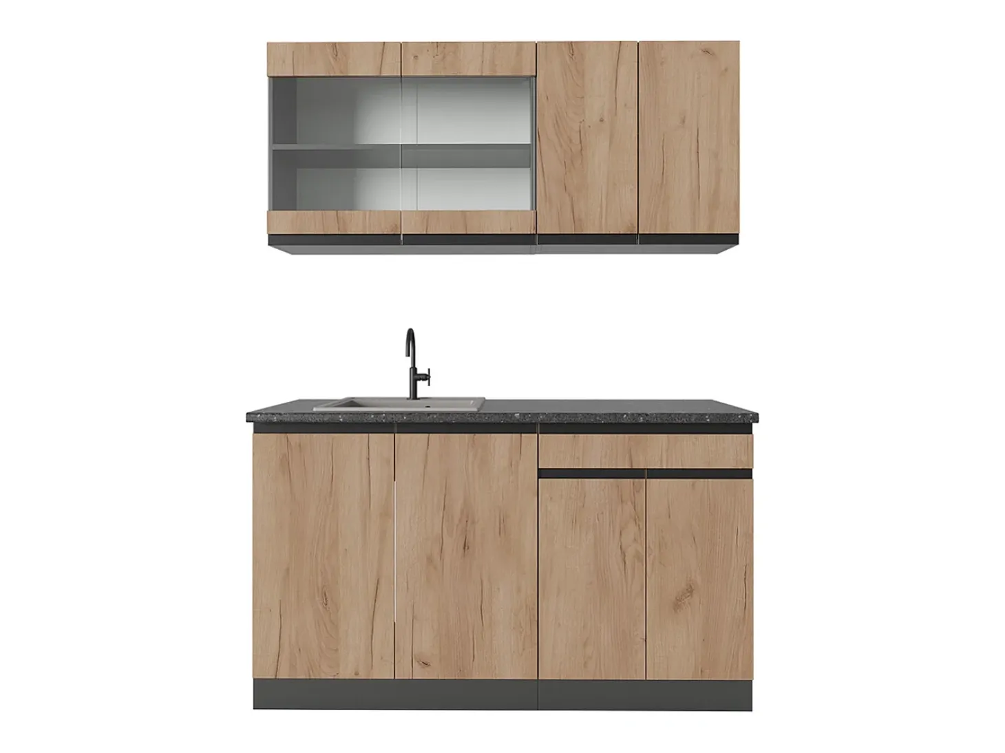 Cocina para solteros oro power roble/antracita 140x46x81.6 r-line